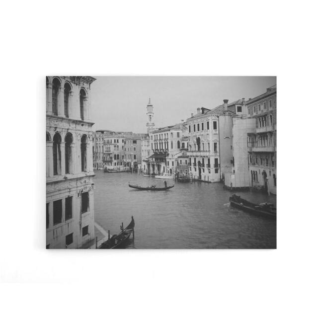 "Artery8 Venice Canal Gondola Canvas Wall Art Print in Grey - Size: W18"" x H24""" - image 1