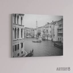 "Artery8 Venice Canal Gondola Canvas Wall Art Print in Grey - Size: W18"" x H24""" - thumbnail 2