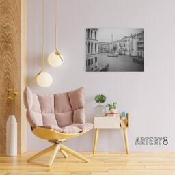 "Artery8 Venice Canal Gondola Canvas Wall Art Print in Grey - Size: W18"" x H24""" - thumbnail 3