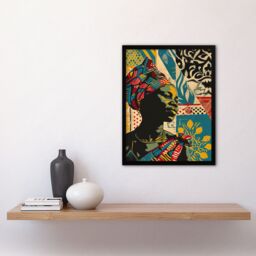 "Artery8 Wall Art Print African Woman Colourful Pattern Portrait Painting Art Framed Poster in Black - Size: W12"" x H16""" - thumbnail 4