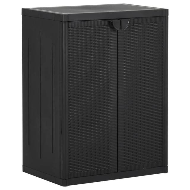 Berkfield Home Garden Storage Cabinet Black 65x45x88 cm PP Rattan - Size: 65 x 45 x 88 cm - image 1
