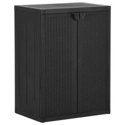 Berkfield Home Garden Storage Cabinet Black 65x45x88 cm PP Rattan - Size: 65 x 45 x 88 cm