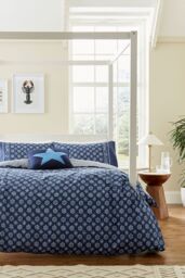 Helena Springfield 'Tobay' Cotton Duvet Cover Set in Navy - Size: Super King - thumbnail 1
