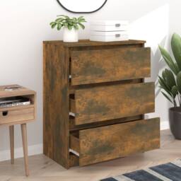 Berkfield Home Sideboard Smoked Oak 60x35x76 cm Engineered Wood in Brown - Size: 60 x 35 x 76 cm - thumbnail 6