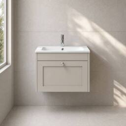 Balterley 600mm Wall Hung 1 Drawer Unit with Stone Basin 1TH - Pebble Grey - thumbnail 6