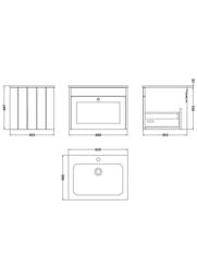 Balterley 600mm Wall Hung 1 Drawer Unit with Stone Basin 1TH - Pebble Grey - thumbnail 2