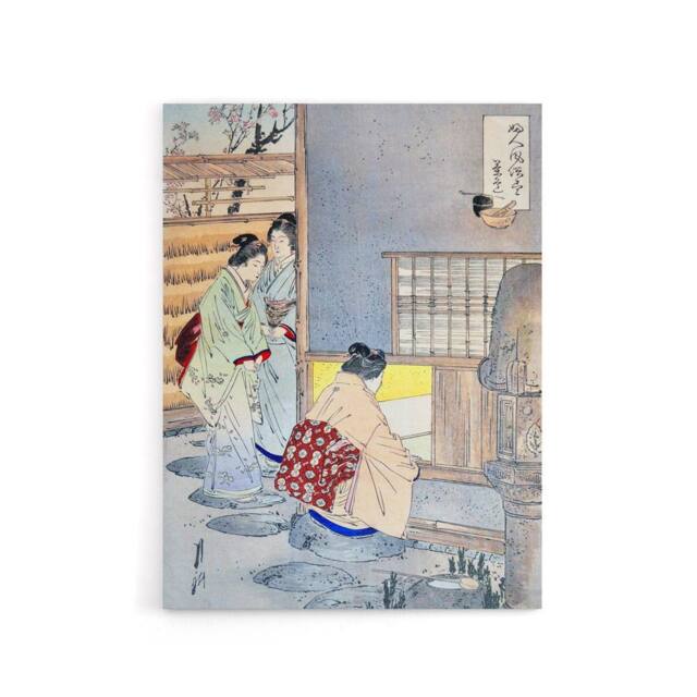 "Artery8 Women Tea Gathering at Teahouse Canvas Wall Art Print Ogata Gekko in Blue - Size: W24"" x H32""" - image 1