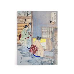 "Artery8 Women Tea Gathering at Teahouse Canvas Wall Art Print Ogata Gekko in Blue - Size: W24"" x H32""" - thumbnail 1