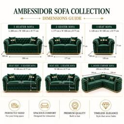 Stratus Interiors Ambassador Sofa Chesterfield Toronto Gold Trim Plush Velvet - Frills in Green - Size: 2 Seater - thumbnail 3