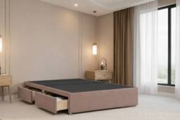 "Nexus Mattresses Ltd Kyoto Plush Divan Bed Base 2 Drawers Same Side - 26"" Headboard in Bronze - Size: Small Double" - thumbnail 4