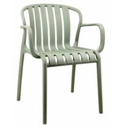Wyld Haus Ollioules Sage Green Slatted Outdoor Dining Chair with Armrests in Pale Green - thumbnail 2
