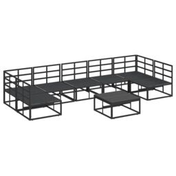 Berkfield Home Garden Sofa Set 8 pcs Black 70 x 70 x 32 cm Aluminium - thumbnail 8