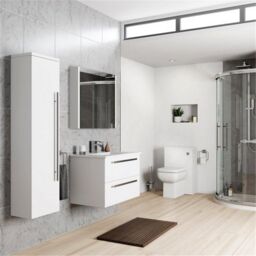 Clifton Grey Gloss Mirror Bathroom Cabinet 60cm Wide - thumbnail 2
