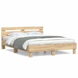 Berkfield Home Bed Frame without Mattress Sonoma Oak 150x200 cm King Size in Light Brown - thumbnail 1