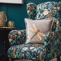 Voyage Maison Aria Velvet Embroidered Dragonfly Cushion in Grey - Size: 50 cm x 50 cm - thumbnail 1