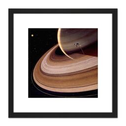 Artery8 Davis Space Probe Voyager 2 Saturn Rings Illustration 8X8 Inch Square Wooden Framed Wall Art Print Picture with Mount in Black - thumbnail 1