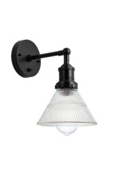 Industville Brooklyn Glass Funnel Wall Light, 7 Inch, Black Holder - thumbnail 3