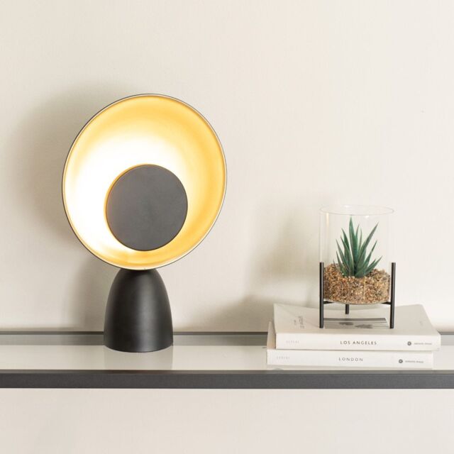 ValueLights Saffy Metal Integrated LED Metallic Shade Table Lamp in Black - image 1
