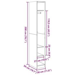 Berkfield Home Wardrobe Old Wood 30x50x200 cm Engineered Wood in Brown - Size: 30 x 50 x 200 cm - thumbnail 8