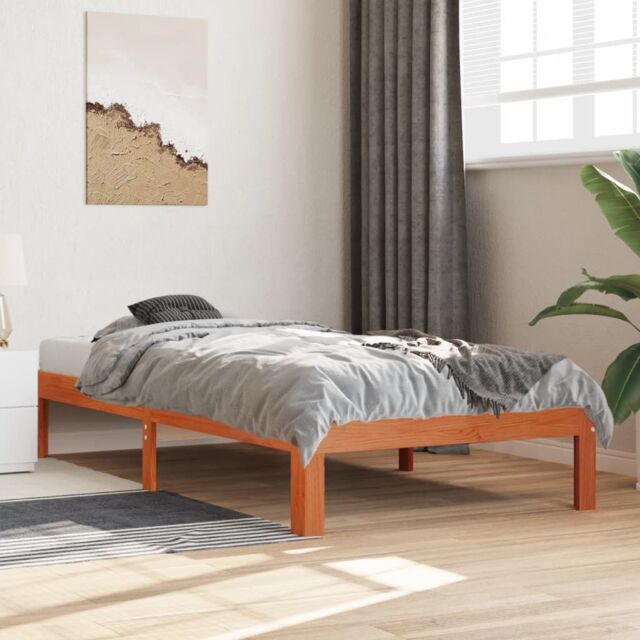 Berkfield Home Bed Frame without Mattress Wax Brown 90x190 cm Single Solid Wood Pine - image 1