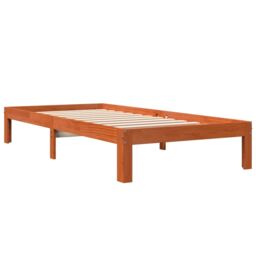 Berkfield Home Bed Frame without Mattress Wax Brown 90x190 cm Single Solid Wood Pine - thumbnail 3