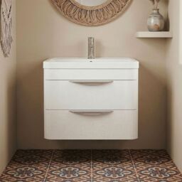 Balterley Modern Bathroom Wall Hung 2 Drawer Vanity Unit Basin, White, 550mm in White - thumbnail 8