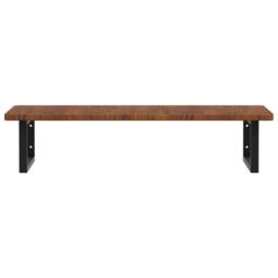 Berkfield Home Elegant Basin Shelf Wall Mounted Steel & Solid Wood Oak in Brown - thumbnail 4
