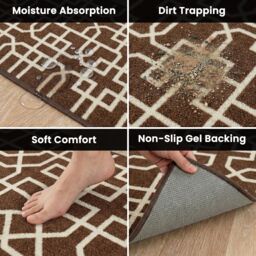 Smart Living Siam Heavy Duty Machine Washable Hallway Kitchen Non Slip Door Mat in Dark Brown - Size: 67 cm x 220 cm - thumbnail 4
