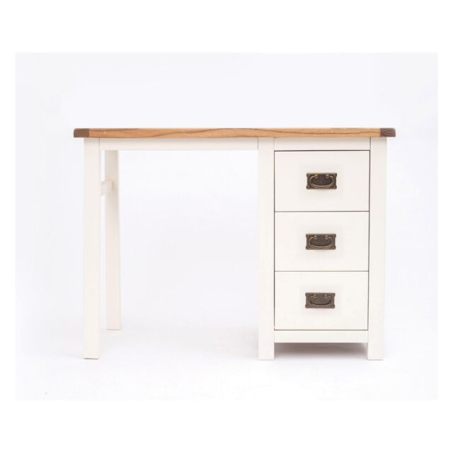 Cabinet Bits Lovere 3 Drawer Desk - Dressing Table Brass Drop Handle in Off-White - image 1
