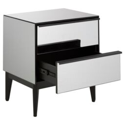 Orsina Spacious 2 Drawer Chest, Stylish Wooden Drawer With Tapered Legs For Decor, Metallic Chest, Delivered Fully Assembled in Grey - thumbnail 5