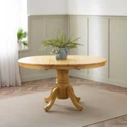 FurnitureboxUK Padstow Rustic Farmhouse Extending Solid Wood Dining Table in Light Oak