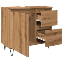 Berkfield Home Sink Cabinet Artisan Oak 65x33x60 cm Engineered Wood in Brown - Size: 65 x 33 x 60 cm - thumbnail 5