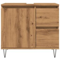 Berkfield Home Sink Cabinet Artisan Oak 65x33x60 cm Engineered Wood in Brown - Size: 65 x 33 x 60 cm - thumbnail 4