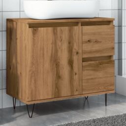 Berkfield Home Sink Cabinet Artisan Oak 65x33x60 cm Engineered Wood in Brown - Size: 65 x 33 x 60 cm - thumbnail 1