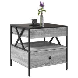 Berkfield Home Coffee Table with Infinity LED Grey Sonoma 50x50x51 cm - Size: 50 x 50 x 51 cm - thumbnail 5