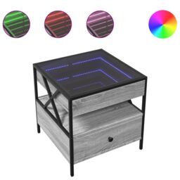 Berkfield Home Coffee Table with Infinity LED Grey Sonoma 50x50x51 cm - Size: 50 x 50 x 51 cm - thumbnail 2
