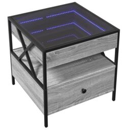 Berkfield Home Coffee Table with Infinity LED Grey Sonoma 50x50x51 cm - Size: 50 x 50 x 51 cm - thumbnail 3