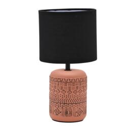Lamp with Terracotta Base & Black Shade - 28.5cm