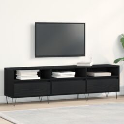 Berkfield Home TV Cabinet Black Oak 150x30x44, 5 cm Engineered Wood - thumbnail 1