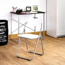 Harbour Housewares Wooden Folding Desk & Chair Set Durable Space Saving Office Study Set in White - thumbnail 6