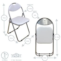 Harbour Housewares Wooden Folding Desk & Chair Set Durable Space Saving Office Study Set in White - thumbnail 4