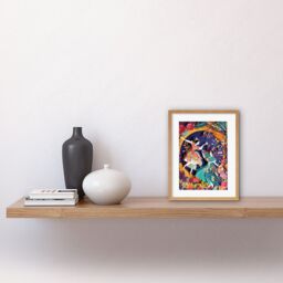 "Artery8 Wall Art Print Dancing in a Forest Paper Kirigami Art Nouveau Artwork Framed 9X7 Inch in Beige - Size: W7"" x H9""" - thumbnail 2