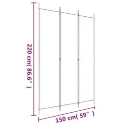 Berkfield Home Durable 3-Panel Room Divider White 150x220 cm Fabric - thumbnail 8