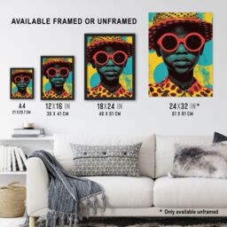 "Artery8 Wall Art Print Pop Art 60's Woman in Red Shades Bold Fun Drawing Art Framed Poster in Black - Size: W12"" x H16""" - thumbnail 3