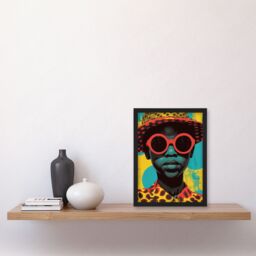 "Artery8 Wall Art Print Pop Art 60's Woman in Red Shades Bold Fun Drawing Art Framed Poster in Black - Size: W12"" x H16""" - thumbnail 4