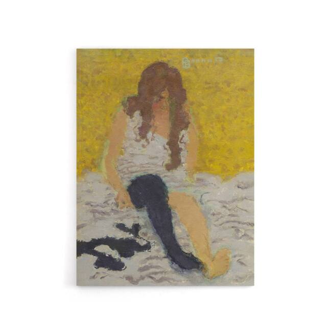 "Artery8 Woman Putting on Her Stockings Bonnard Canvas Wall Art Print in Yellow - Size: W18"" x H24""" - image 1
