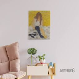 "Artery8 Woman Putting on Her Stockings Bonnard Canvas Wall Art Print in Yellow - Size: W18"" x H24""" - thumbnail 3