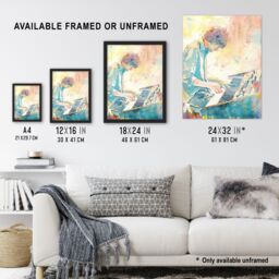 Artery8 Keyboard Music Player Modern Light Watercolour Framed Art Print - Size: A4 - thumbnail 3