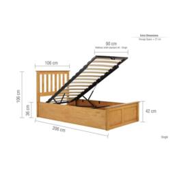 Birlea Phoenix Ottoman Storage Bed Frame in Brown - Size: Single - thumbnail 9