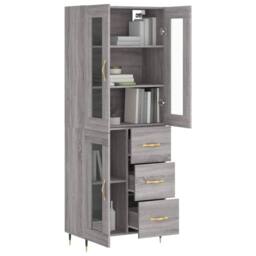 Berkfield Home Highboard Grey Sonoma 69.5x34x180 cm Engineered Wood - thumbnail 1
